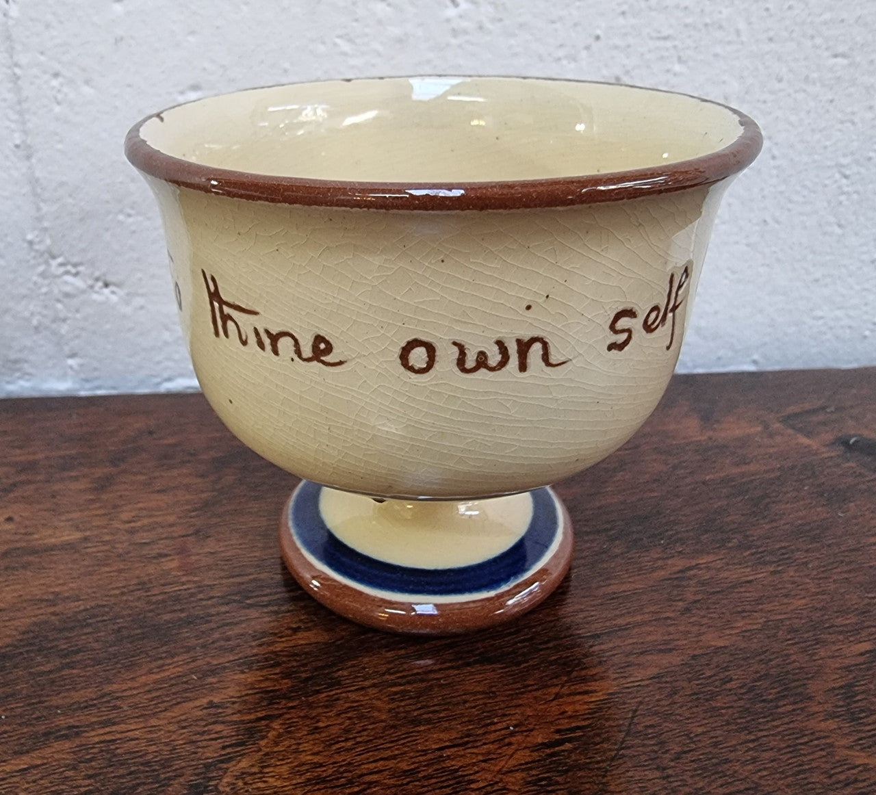 Torquay Ware Hand-Painted Bowl “To thine own self be true”