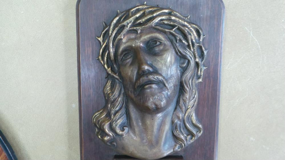 French Bronze Jesus Plaque | Antique & Vintage | Moonee Ponds Antiques | Australia Wide Delivery