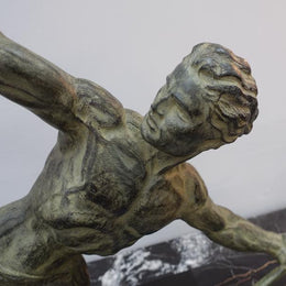 Art Deco Sculpture Of "The Bender" Signed By Jean De Roncourt With His Initials