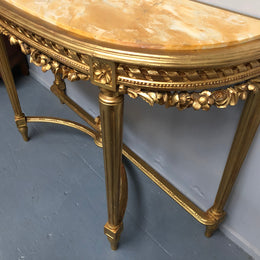 French Antique Early 19th Century Gilt & Marble Top Console Table