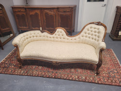 Upholstered Victorian Walnut Double Ended Chaise Lounge | Antique & Vintage | Moonee Ponds Antiques | Australia Wide Delivery