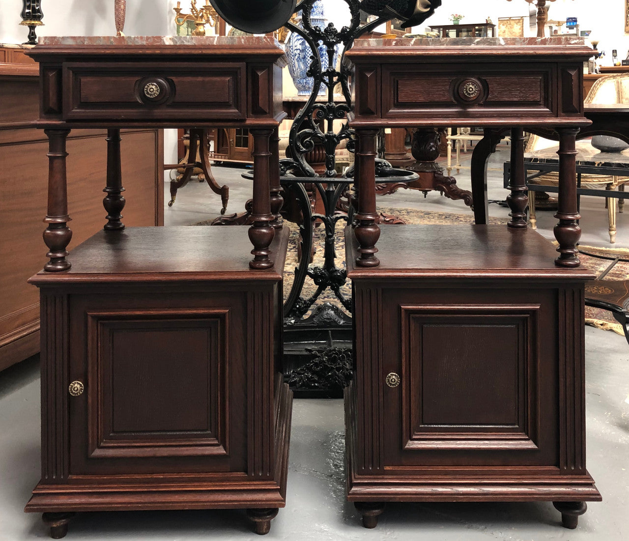 Beautiful Pair of French Dark Oak Bedsides | Antique & Vintage | Moonee Ponds Antiques | Australia Wide Delivery