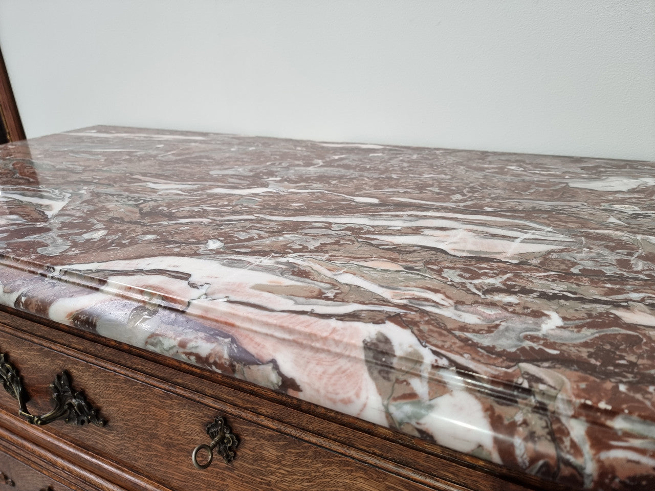French Louis XV Style Three Drawer Oak Marble Top Commode | Antique & Vintage | Moonee Ponds Antiques | Australia Wide Delivery