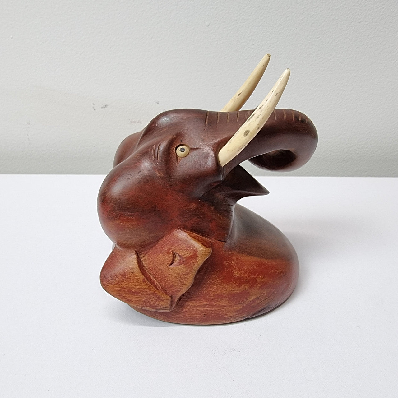 Vintage Elephant Carving With Intact Tusks