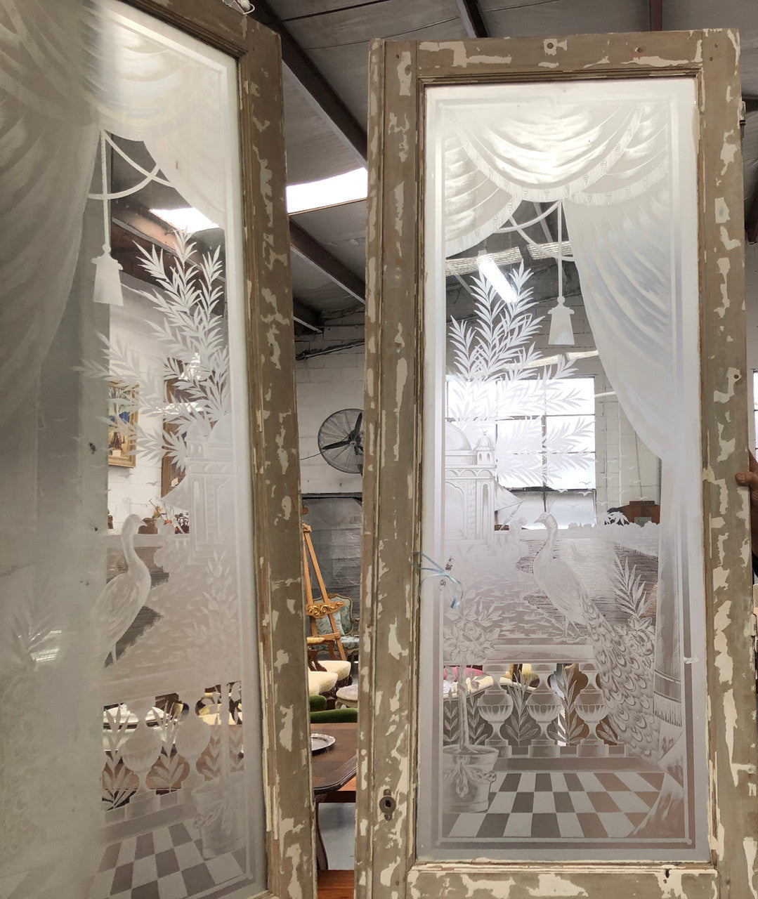Pair of French Antique Doors With Acid Etched Panels | Antique & Vintage | Moonee Ponds Antiques | Australia Wide Delivery