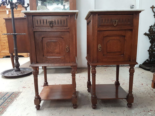 French Oak Bedside Cabinets-1