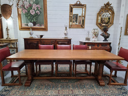 French Oak Double Pedestal Farmhouse Dinning Table | Antique & Vintage | Moonee Ponds Antiques | Australia Wide Delivery