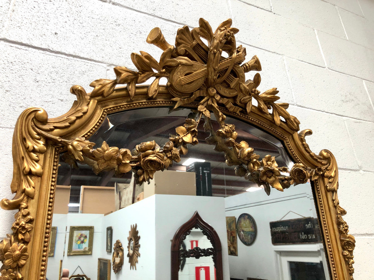 Antique French Gilt & Floral Allegorical Mantle-Wall Mirror | Antique & Vintage | Moonee Ponds Antiques | Australia Wide Delivery