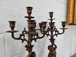 Pair of Highly Decorative French Cherub Candelabras With Bronzed Metal & Marble | Antique & Vintage | Moonee Ponds Antiques | Australia Wide Delivery