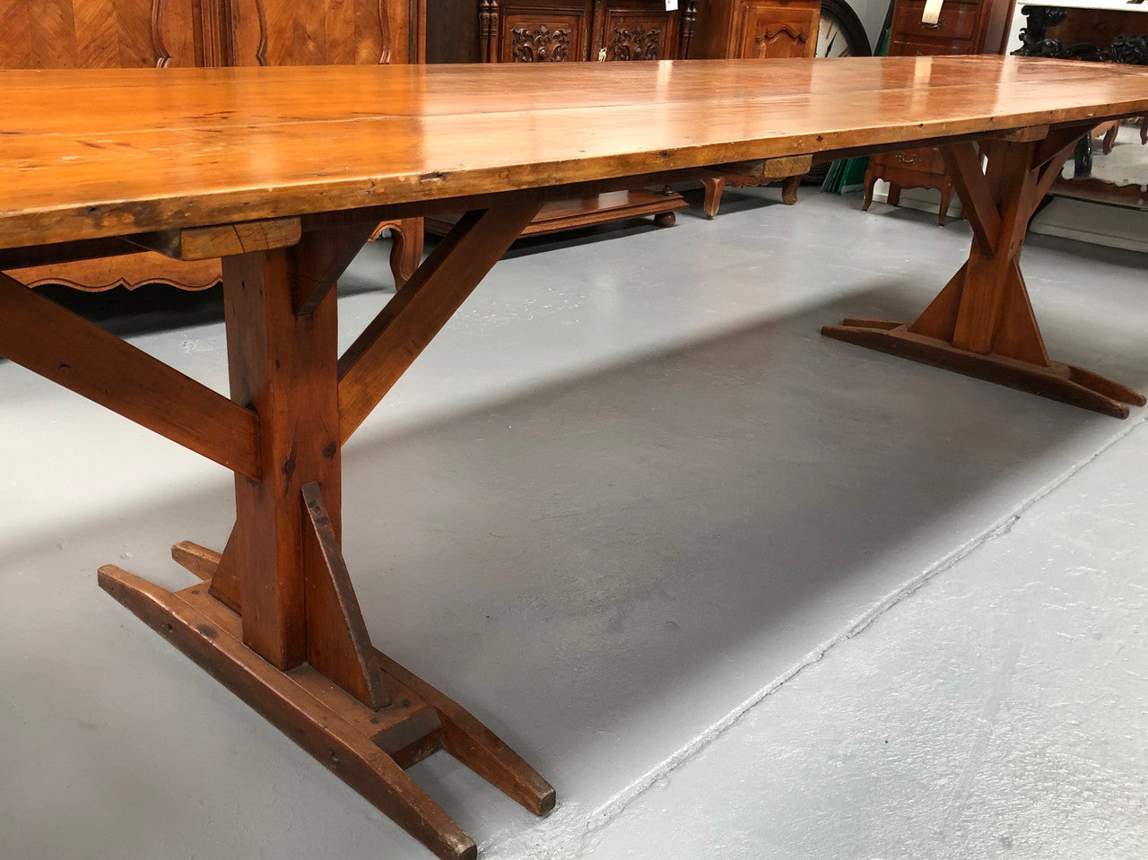 Australian Pine Trestle Style Table | Antique & Vintage | Moonee Ponds Antiques | Australia Wide Delivery