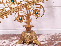 Pair Of Highly Decorative French Gilt Brass & Jeweled Candelabras | Antique & Vintage | Moonee Ponds Antiques | Australia Wide Delivery