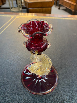 Murano-Venetian Ruby & Clear & Gilt Glass Aventurine Vase | Antique & Vintage | Moonee Ponds Antiques | Australia Wide Delivery
