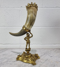 Pair Of 19th Century French Gilt Metal And Horn Mantle Vases | Antique & Vintage | Moonee Ponds Antiques | Australia Wide Delivery