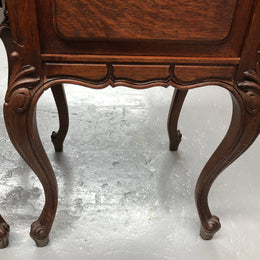 Pair Of  French Oak & Marble Top Bedsides