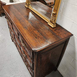 Impressive French 18th Century Louis XV three drawer Oak wooden top commode. Circa: 1770. It has been sourced from France and is in good original detailed condition.