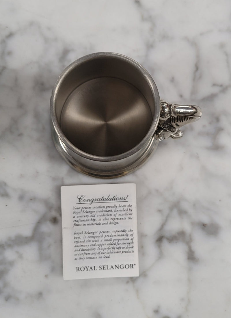 Royal Selangor pewter christening mug featuring an Elephant - Boxed. It has been sourced from locally and is in good original condition, please view photos as they help form part of the description.