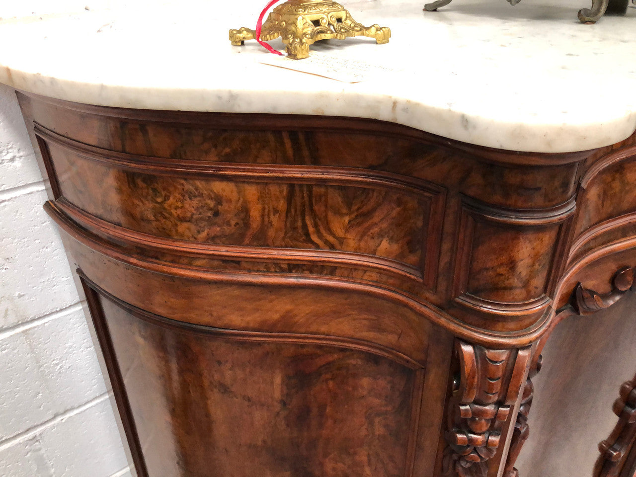 Antique French Figured Walnut Marble Top Buffet | Antique & Vintage | Moonee Ponds Antiques | Australia Wide Delivery