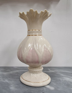 Vintage Belleek Porcelain Vase Lotus Blossom Gold Pink | Antique & Vintage | Moonee Ponds Antiques | Australia Wide Delivery