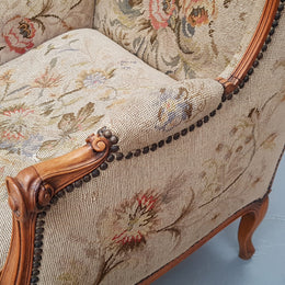 French Wing Back Tapestry Arm Chair