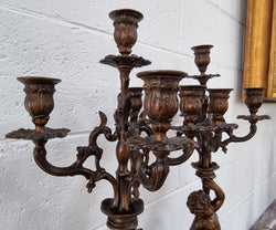 Pair of Highly Decorative French Cherub Candelabras With Bronzed Metal & Marble | Antique & Vintage | Moonee Ponds Antiques | Australia Wide Delivery