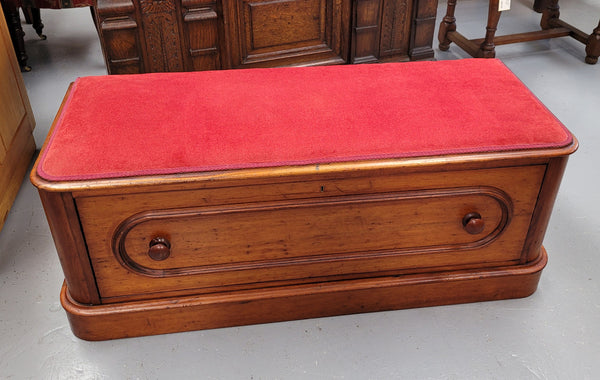Victorian Cedar blanket box seat with lovely upholstery. This beautiful seat could be used in a bedroom in front of a bed or a hallway to store shoes and sit on when putting them on. It is in good original condition, please view photos as they help form part of the description.