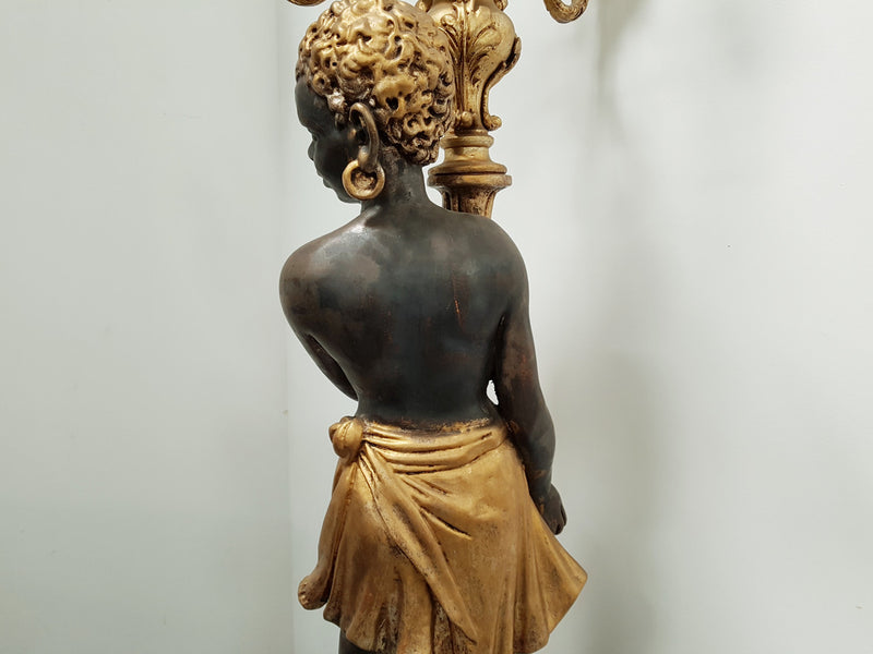 Wooden 19th Century Italian Blackamoor Floor Lamp