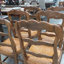 Set of Six Fabulous French Oak Dining Chairs