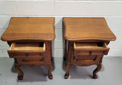 Pair of Low Louis XV Style Oak Bedsides With Wooden Tops | Antique & Vintage | Moonee Ponds Antiques | Australia Wide Delivery
