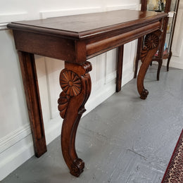 Beautiful 19th Century French Oak console table of great narrow proportions. It has been sourced from France and it is good original detailed condition.