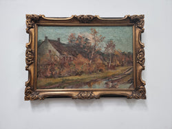 Lovely Framed Cottage Country Scene Painting | Antique & Vintage | Moonee Ponds Antiques | Australia Wide Delivery