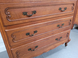 French Louis 15th Style Oak Three Drawer Chest of Drawers With Wooden Top | Antique & Vintage | Moonee Ponds Antiques | Australia Wide Delivery