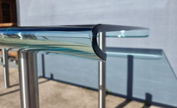 Striking & Distinctive Vintage FIAM Italia Designer Curved Edge Glass Desk | Antique & Vintage | Moonee Ponds Antiques | Australia Wide Delivery