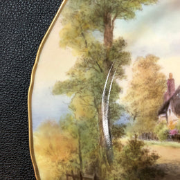 Royal Worcester Hand Painted & Gilt Rim Cottage Plate By Raymond Rushton