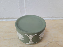 Vintage Classical Design Green Jasper “Wedgwood” Round Lidded Trinket Box | Antique & Vintage | Moonee Ponds Antiques | Australia Wide Delivery
