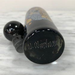 Nick Wirdnam Long Black & Gold Art Glass Scent Bottle | Antique & Vintage | Moonee Ponds Antiques | Australia Wide Delivery
