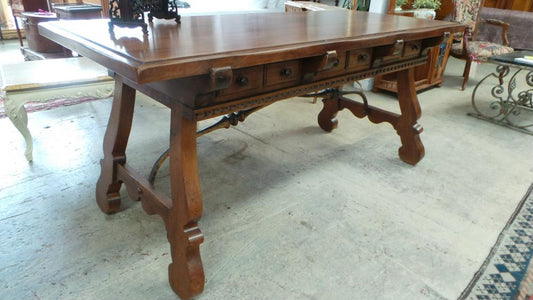 French Walnut Spanish Style Desk
