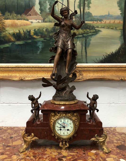 Antique French Bronzed Mantle Clock