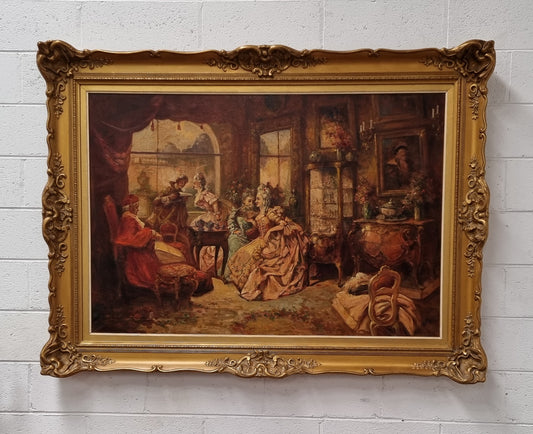 Beautifully framed oil on canvas, sourced in France is this stunning painting in an ornate decorative frame and in good condition.