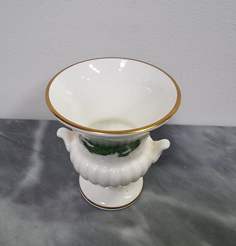 Wedgwood small urn vase with a dragon pattern and gold trim, in great original condition.