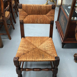 Late 19th Century set of six rush seat chairs. These chairs are very wide and deep making them very comfortable to sit on. 

They are in very good original condition.