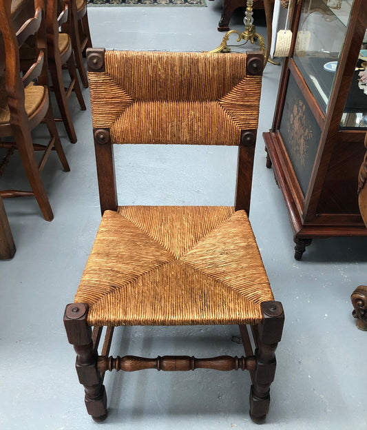 Late 19th Century set of six rush seat chairs. These chairs are very wide and deep making them very comfortable to sit on. 

They are in very good original condition.