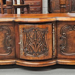 Appealing French Louis XVth style walnut converted TV unit.  Central carved  door & 2 Sliding Cupboards. In good condition.