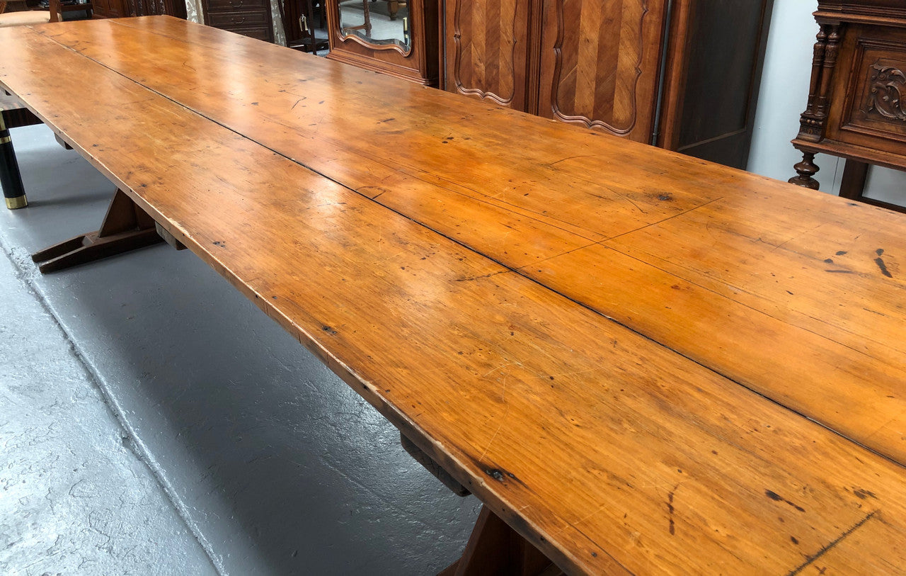 Australian Pine Trestle Style Table | Antique & Vintage | Moonee Ponds Antiques | Australia Wide Delivery