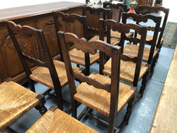 Set of 10 French Fruitwood Rush Seat Dining Chairs | Antique & Vintage | Moonee Ponds Antiques | Australia Wide Delivery