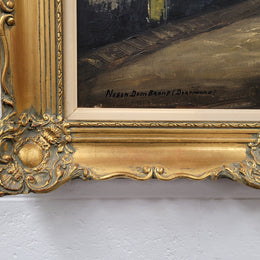 Dutch signed oil on canvas depicting village street in a beautiful gilt frame. It is in good original detailed condition and has been sourced from France.