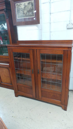 Australian Black wood Leadlight Cabinet | Antique & Vintage | Moonee Ponds Antiques | Australia Wide Delivery