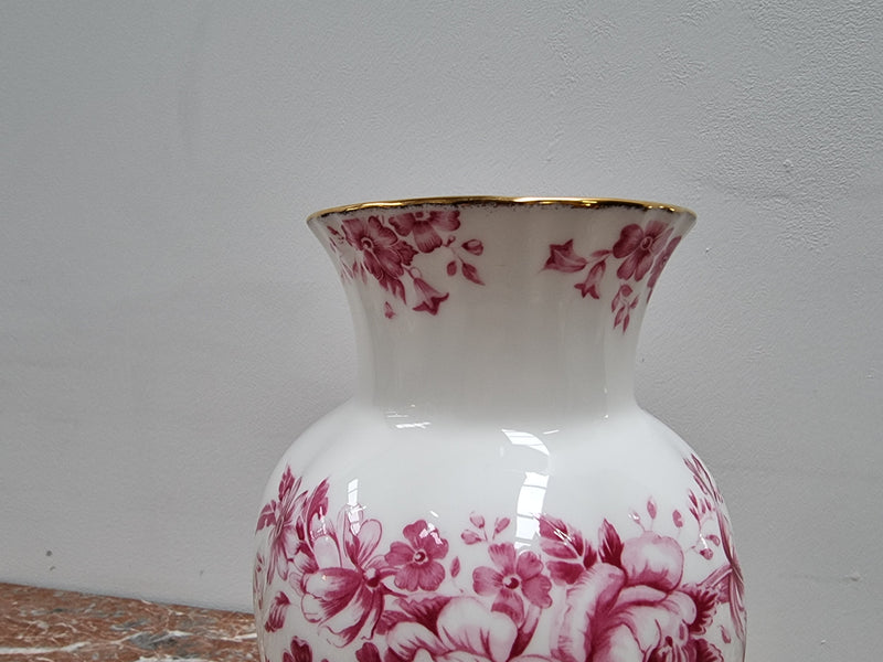 Pretty pink and white vintage "Royal Albert Paradise" Vase. In good condition please view photos as they help form part of the description.