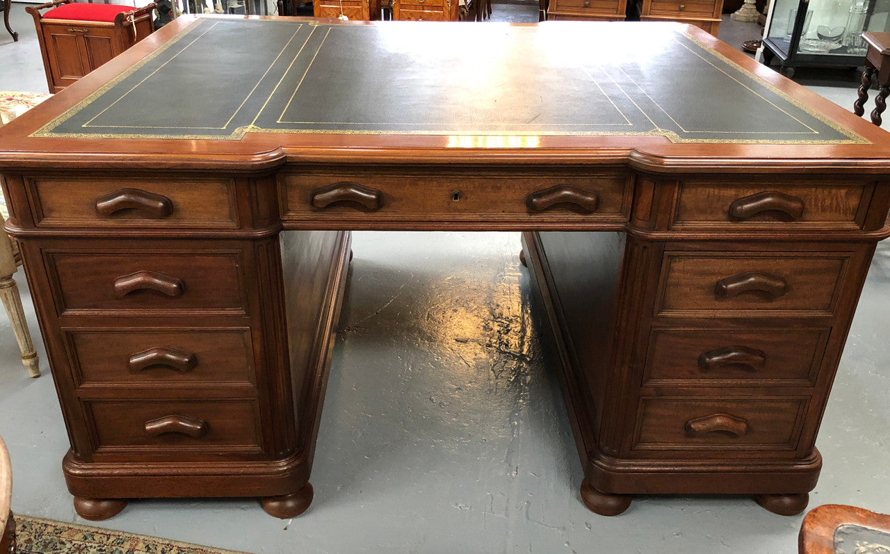 Superb Late 19th Century French Walnut Partners Desk | Antique & Vintage | Moonee Ponds Antiques | Australia Wide Delivery