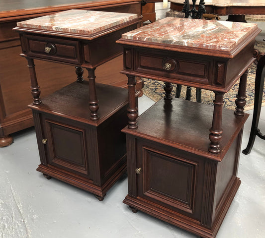 Beautiful Pair of French Dark Oak Bedsides