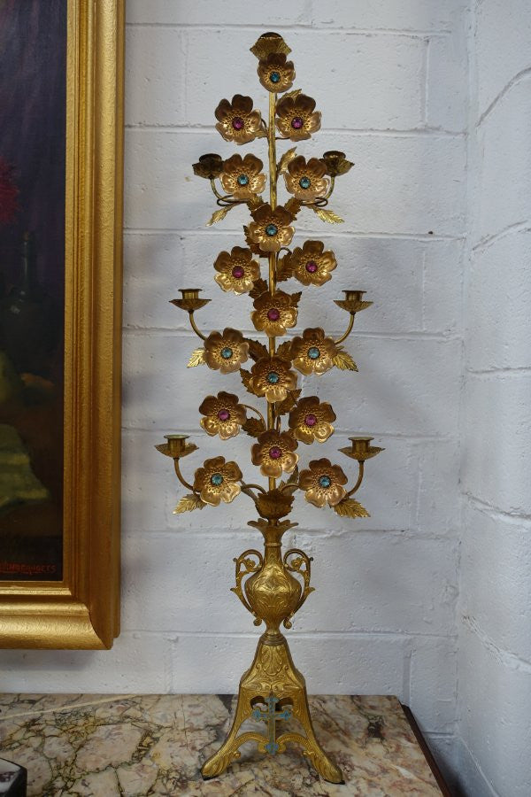 Antique French Gilt Brass Candelabra